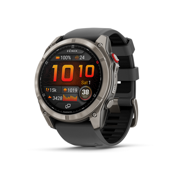 GARMIN fenix 8 Pro - 51 mm/AMOLED/Sapphire/Titanium with Graphite/Black Silicone Band