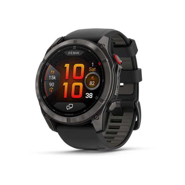 GARMIN fenix 8 Pro - 51 mm/AMOLED/Sapphire/Carbon Gray DLC Titanium with Black/Pebble Gray Silicone